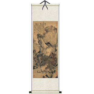 骑驴归思图唐寅山水画真迹复制丝绸画卷轴画国画书法字画