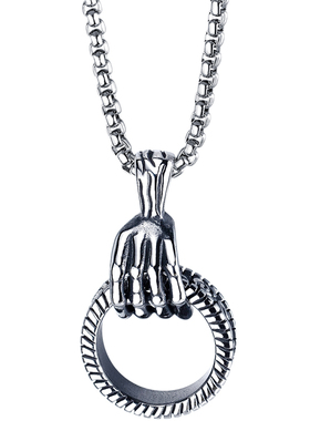 骷髅手环钛钢男士朋克风锁骨链