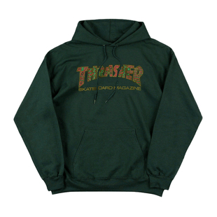 正品现货 Thrasher 18限定 玛雅字母火焰 情侣加绒连帽衫卫衣情侣