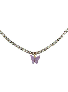 蝴蝶少女风满钻百搭小众项链