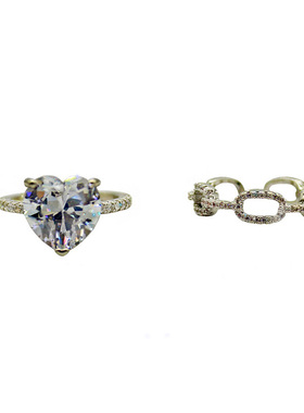 满钻高级感心形冷淡风小众戒指