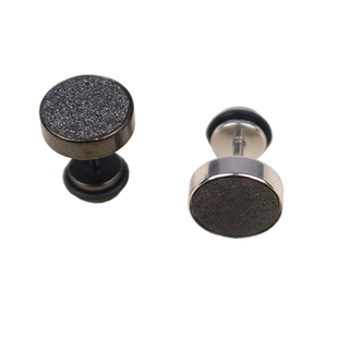 韩版黑色磨砂个性男士耳钉 单只 张震岳同款圆耳钉 耳环 潮流耳钉