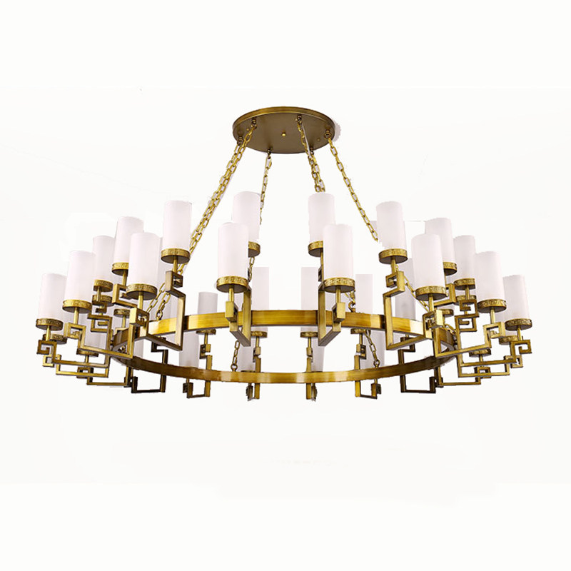 新中式吊灯酒店工程灯大吊灯别墅客厅复式楼铁艺餐厅会所包间灯具