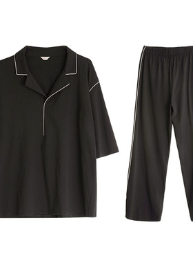 夏季男士薄款全棉套装大码家居服