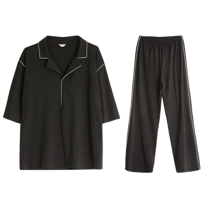 夏季男士薄款全棉套装大码家居服