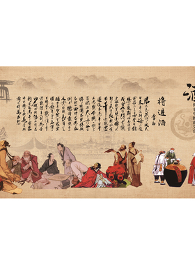 复古酒文化将近中餐厅壁画墙贴