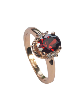 轻奢黄水晶红宝石碧玺镀金戒指女