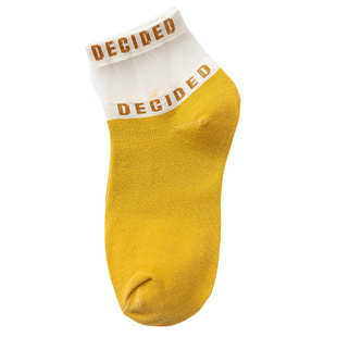 袜子女短袜夏季纯棉薄款网红船袜日系玻璃丝水晶中筒袜韩国ins潮