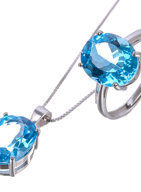 特价海蓝宝色瑞士蓝925银镀18k金