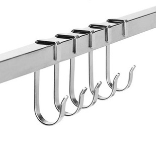 厨房置物架304不锈钢厨房挂杆挂钩免打孔收纳架省空间卡方方管2.5