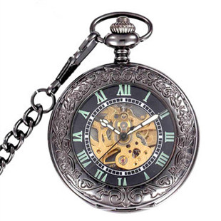 复古翻盖全自动机械怀表男女士商务挂表 学生礼品雕花项链表夜光