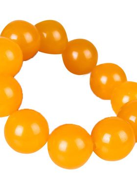 青山工艺新疆和田玉手链 金丝玉戈壁玉 黄玉圆珠手链