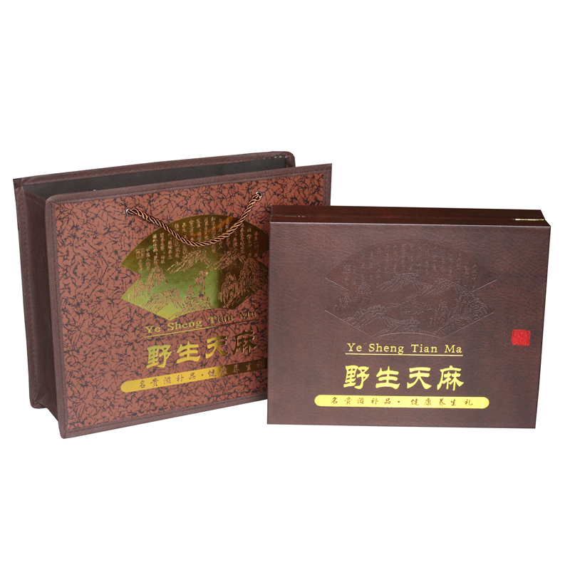 新款高档野生天麻包装盒250克500克天麻空盒子压纹天麻皮盒礼品盒