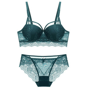 性感文胸套装蕾丝情趣调整型小胸聚拢收副乳少女内衣内裤一套夏季