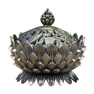 仿古香炉铜合金香薰炉檀香塔香供佛莲花熏香炉线香插家用室内摆件