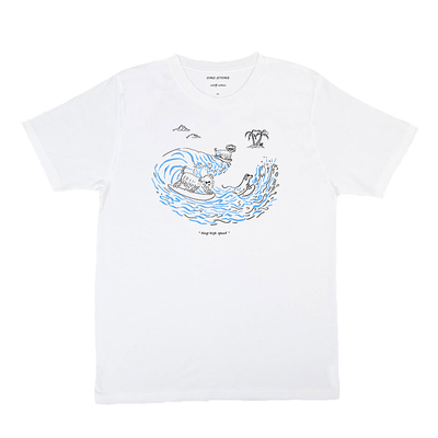 冲浪狗t恤纯棉白色短袖夏季