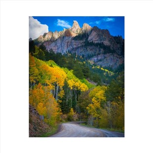 3D窗帘油画山景隔断帘门帘遮光隔热防水风景画免打孔手拉升降卷帘