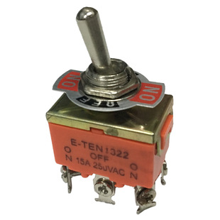 摇臂开关E-TEN1322单联6脚3档摇杆式钮子开关拨动开关15A250V