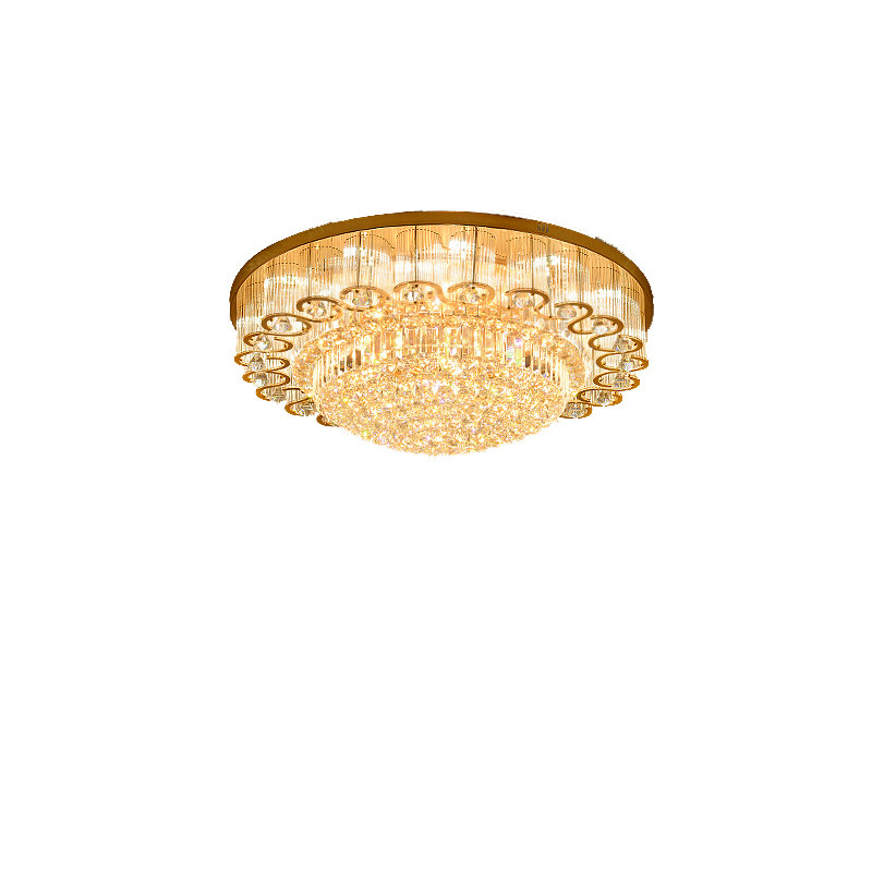 欧式水晶灯客厅灯个性大气led卧室灯饰奢华高档金色圆形吸顶灯具