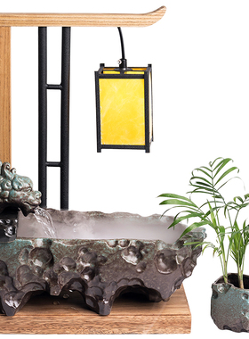 玄关陶瓷喷泉加湿器招财流水摆件