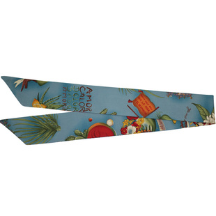 蓝绿色欧美复古印花宽兔耳朵铁丝发带女绑发饰品夏蝴蝶结头饰发箍