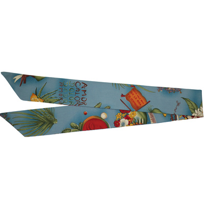 发带蓝绿色欧美复古印花宽兔