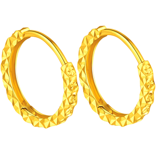 小圈圈养耳圈彩金18k黄金正品耳钉女睡觉不用摘的侧骨耳扣式耳环