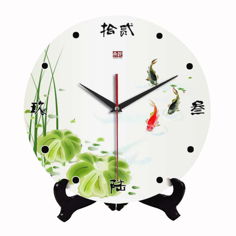 包邮钟表客厅新中式座钟挂钟两用大气陶瓷钟静音台钟艺术摆件时钟