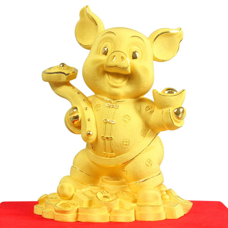 绒沙金吉祥物家居客厅风水招财猪