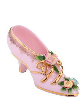 手工陶瓷工艺品灰姑娘水晶鞋摆件