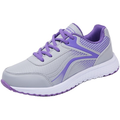 皮面轻便中年妇女防滑妈妈运动鞋