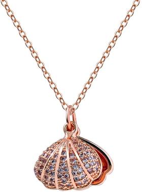 纯银锁骨链小众设计感珍珠贝壳