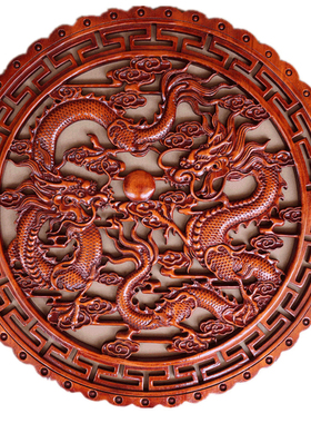 东阳香樟木雕圆形挂件仿古实木