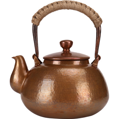 纯手工复古包浆款一体红铜紫铜壶