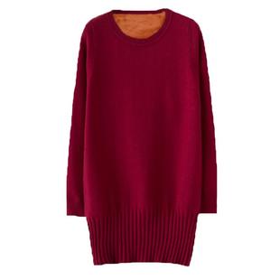 秋冬款低领修身加绒加厚毛衣女中长款韩版圆领百搭显瘦打底针织衫