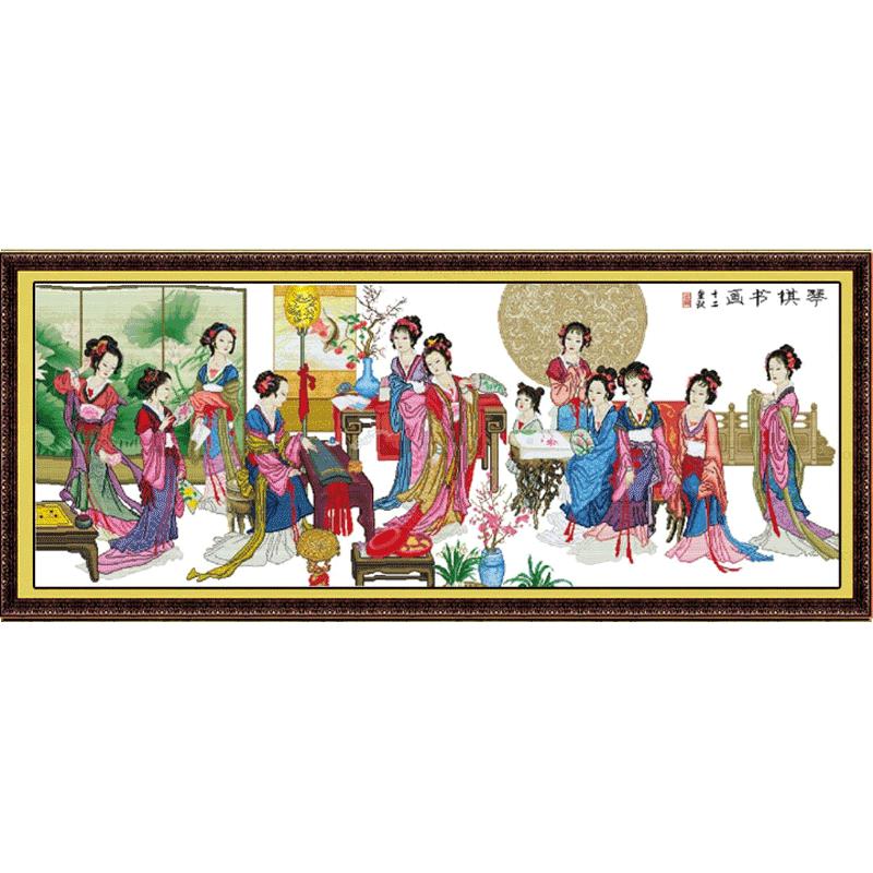 琴棋书画图十字绣红楼梦十二金钗2023新款线绣12十二美女人物大幅