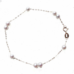 18k金akoya海水天女珍珠手链迷你小珍珠手链秀气简约小清新