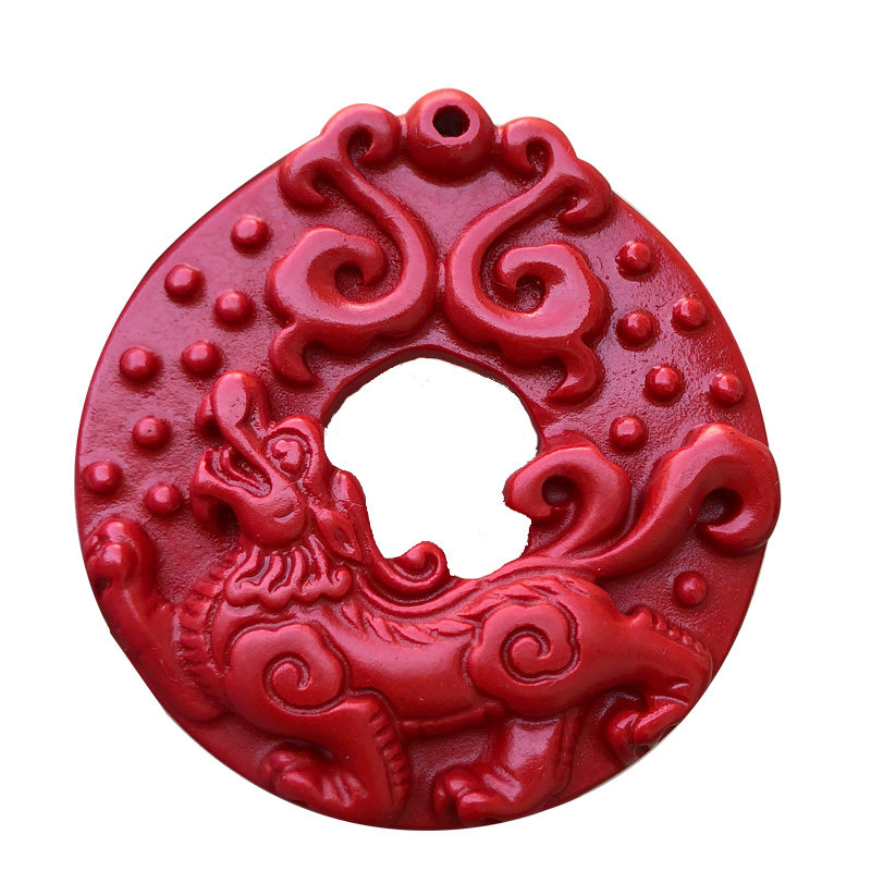 朱砂飞天火麒麟玉佩项链五行缺火补火貔貅随身圆圆满满平安扣吊坠
