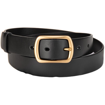 牛当家实心铜扣女士皮带