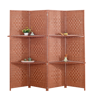 藤编屏风隔断新中式简约现代实木单扇可移动折叠餐厅玄关折屏茶室