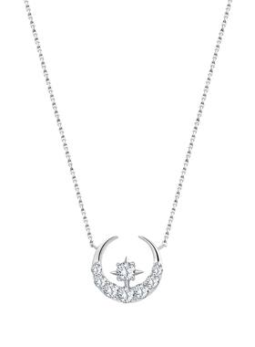 纯银百搭月牙大方吊坠锁骨链