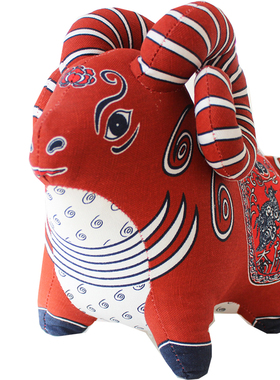 羊摆件礼品布络纯棉布偶中式手工