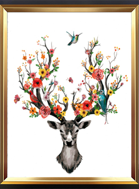 数字油画麋鹿diy手工油彩画