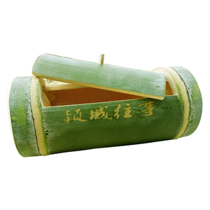抖音爆款无盖竹筒饭蒸筒竹制品花盆笔筒立式竹筒碗一套四个包邮