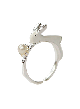 银兔子戒指可爱女韩版S925活泼
