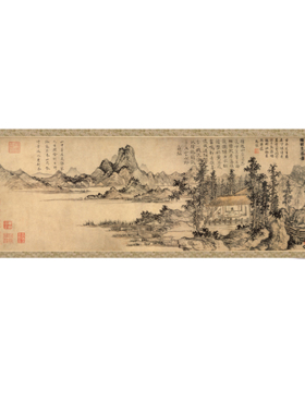 元 赵原 陆羽烹茶图 仿古画名画真迹复制品古代中式卷轴玄关山水