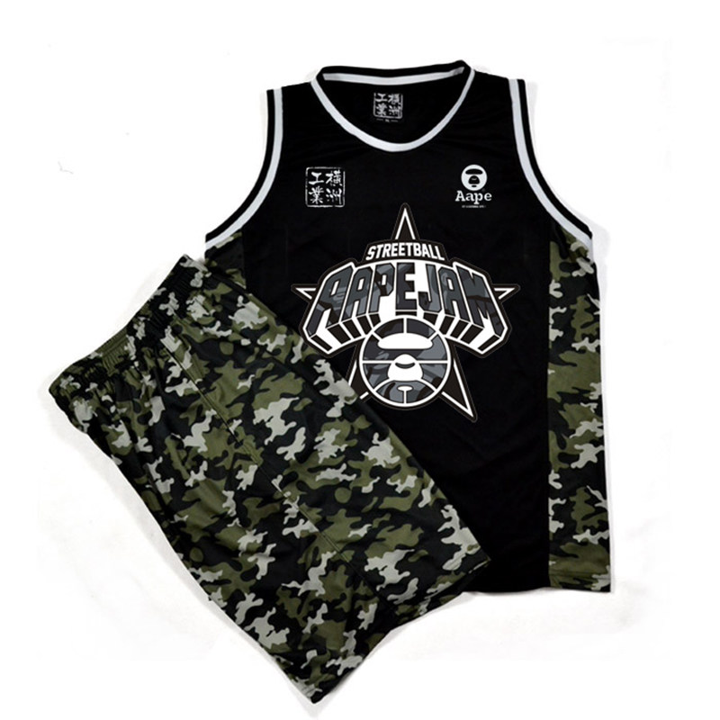 工业迷彩街头篮球服套装