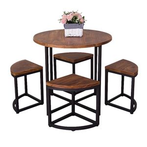 实木咖啡桌铁艺咖啡厅桌椅阳台洽谈小圆桌酒吧休闲餐桌椅组合包邮