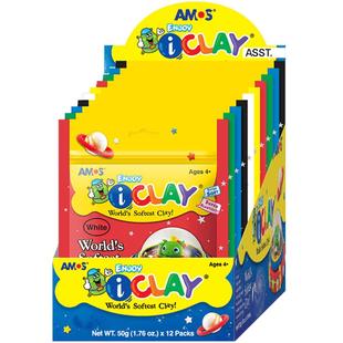 AMOS轻柔粘土太空软泥儿童黏土益智玩具手工DIY无毒彩泥橡皮泥