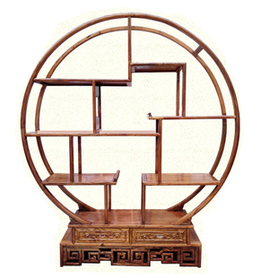 博古架实木中式 仿古多宝阁双半圆形古董架展示架柜明清古典家具